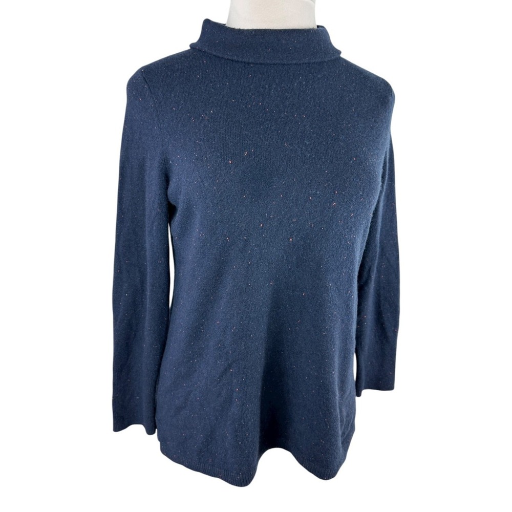 *Flawed Talbots Cashmere Sweater Sabrina Donegal LP Large Petite Navy Speckled - Picture 12 of 12